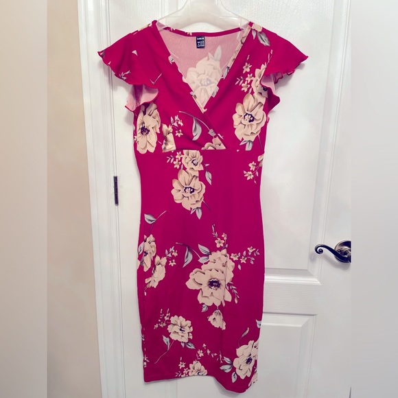 Shien Red Floral Dress - medium fits small/medium NWOT - Picture 2 of 7